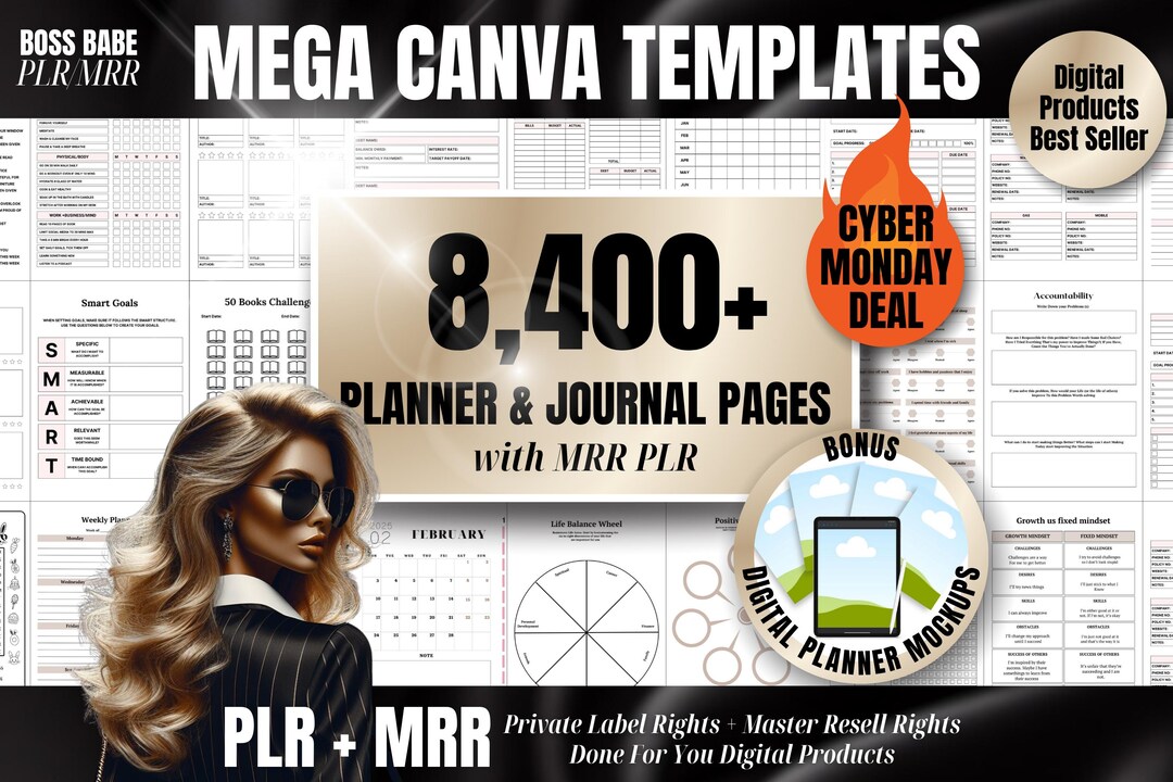 MRR PLR Digital Canva Planner Templates Bundle Master Resell Rights ...