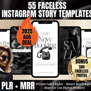 Plantillas sin rostro para historias de Instagram: Paquete Canva MRR PLR
