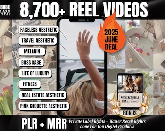 8700+ Faceless Instagram Reels: PLR MRR Digital Marketing Videos Bundle