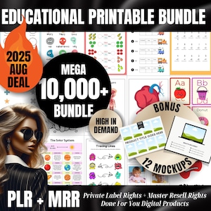 10,000+ Educational Printables Mega Bundle: PLR/MRR, Homeschool Resources (Digital Download)