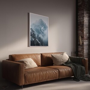 Misty Peaks – Serene Mountain Wall Art in Winter Fog