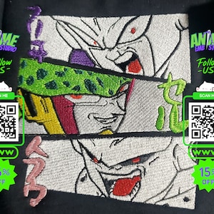 Collezione ricamata ispirata agli anime: felpa, maglietta e felpa con cappuccio premium - Design anime unici - Trio di cattivi in edizione limitata