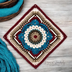 Patrón de crochet: cuadrado de rueda de molino