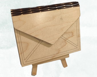 Opvouwbare houten envelop cadeaukaarthouder SVG-bestand, vectorbestand voor lasersnijden/CNC-bewerking