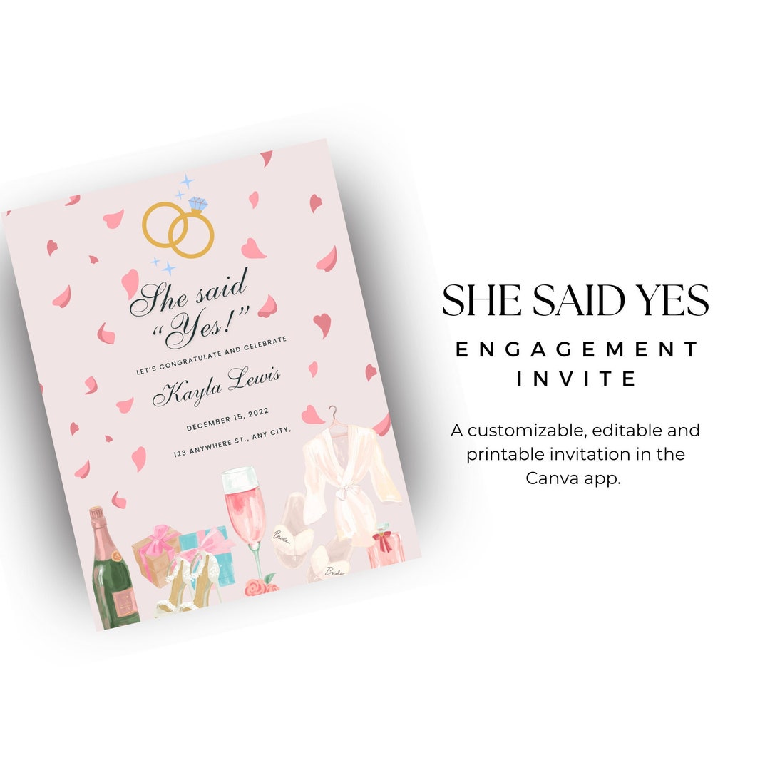 Printable She Said Yes Invitation Etsy
