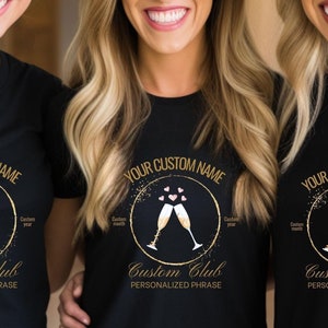 Champagne Custom Rose Short Sleeve Shirt, Champagne Custom Club Tee, Champagne Rose Bride, Orange Champagne Bachelorette Party Tees