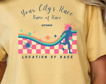 City Race Graphic Tee, Unisex Garment-Dyed T-Shirt for Runners, Custom Race Shirt, Marathon Apparel, Fitness Gift,Event T-Shirt,Personalized