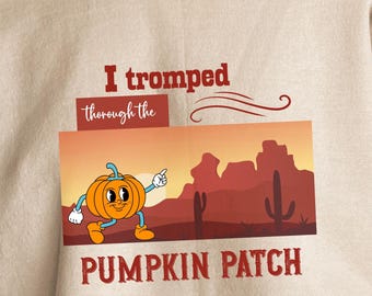 Fall Western Pumpkin Patch Sweatshirt, Cozy Unisex Crewneck, Autumn Fashion, Fall Shirt Gift, Fun Pumpkin Apparel, Cartoon Pumpkin Tee