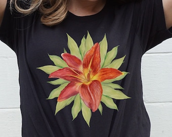 Lily Flower Shirt, Gift For Her, Floral Graphic Tee, Floral Shirt, Flower T-shirt, Gift for gardener, gift for horticulturist