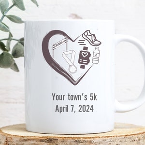 Marathon Runner Personalized Ceramic Mug, 11oz, customized 5k, half marathon gift, fitness running cup, runner motivation teacup for him her