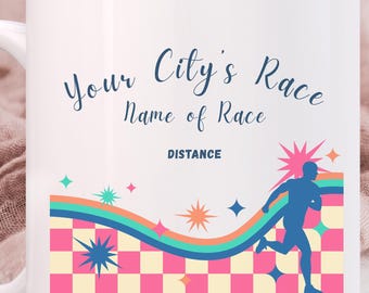 Personalized Race Day Ceramic Mug | Custom Runner Gift | Motivational Coffee Cup | Race Day Celebration | Fitness Enthusiast Decor