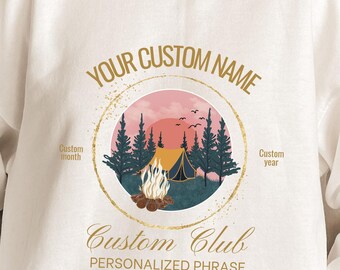 Vintage Custom Camp Bachelorette Party Sweatshirt, Mountain Bride Camp Shirt, Hiking Bridal Party gifts, Lake Themed bach party Crewneck