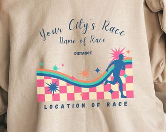Customized Race Location Crewneck Sweatshirt, Perfect for Runners, Gift for Race Day, Cozy Sportswear, Personalizable Sweatshirt, Custom