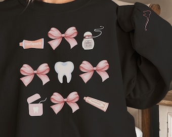 Coquette Dental Sweatshirt girly dental hygiene gift for dental hygienist sweater dental assistant graduation gift dental office shirt teeth