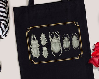 LNGORUS 'Easily Distracted By Bugs' Tote Bag For Women & Girls - Nature & Insect Lover Canvas Bag, White (Small, 13.8x13.8 Inches)