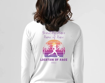 Custom Sunset Running Ladies Quarter-Zip Pullover, Activewear, Gym Top, Gift for Fitness Lovers, Casual Wear, Race Day Apparel Fun Gift