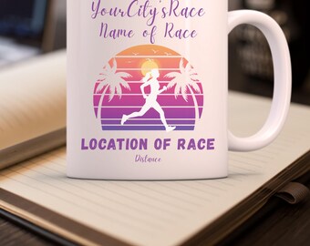 Custom Ceramic Race Mug | Personalized Runner Gift, Fitness Motivation, Race Day Coffee Cup, Marathon Souvenir, Sports Enthusiast Decor