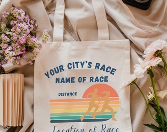 Personalized Cotton Canvas Tote Bag for Runners, Race Day Essential, Eco-Friendly, Gift for Athletes, Custom Running Bag, Fun Team Gift