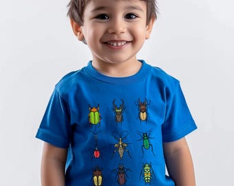 Insect-Themed Toddler T-shirt, Cute Beetle Design, Kids Bug Shirt, Outdoor Adventure Gift, Special Present for Nature Lovers