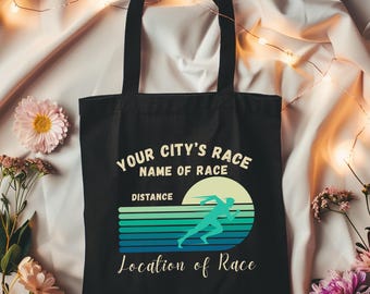 Custom Race Cotton Canvas Tote Bag, Eco-Friendly Grocery Bag, Personalized Event Tote, Running Gift, Race Day Essentials, Fun Team Gift