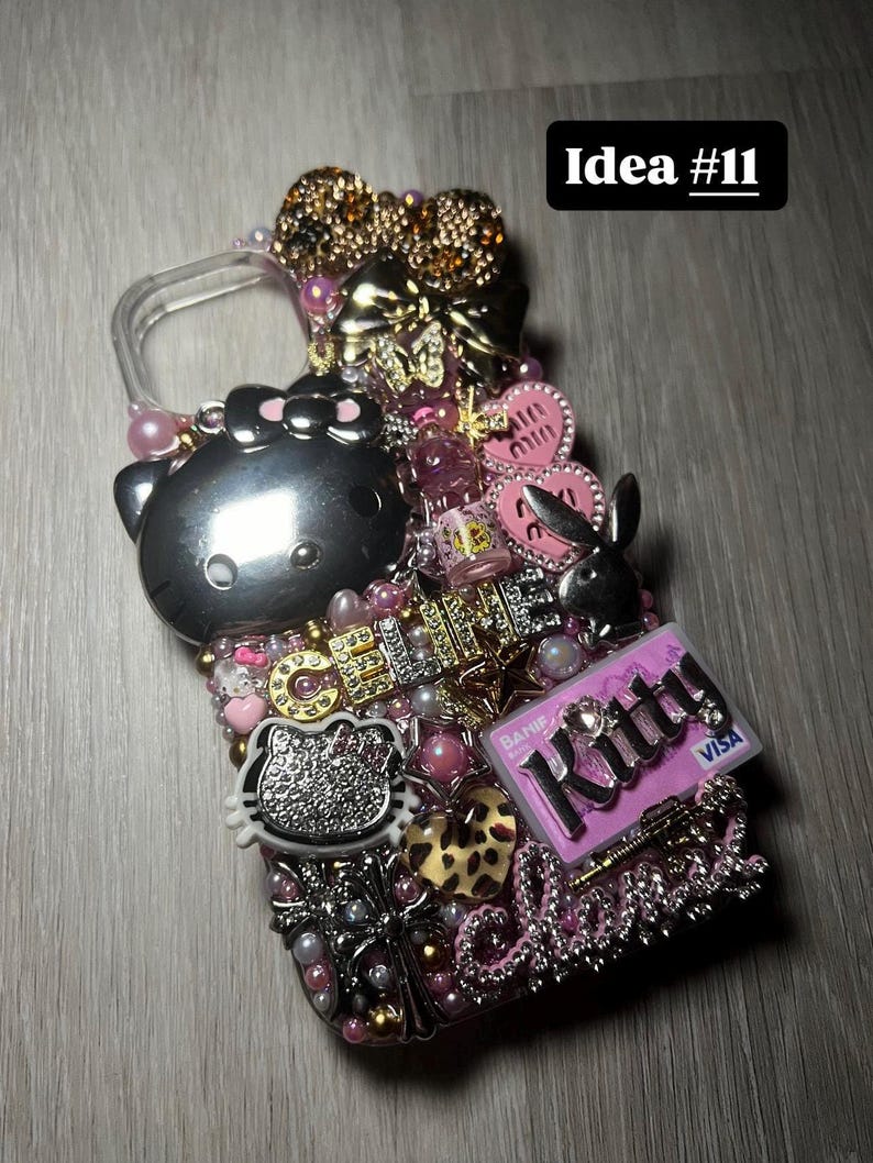 Handmade Bedazzled Y2K Custom Junk Phone Case: Hello Kitty Decoden Bling image 16