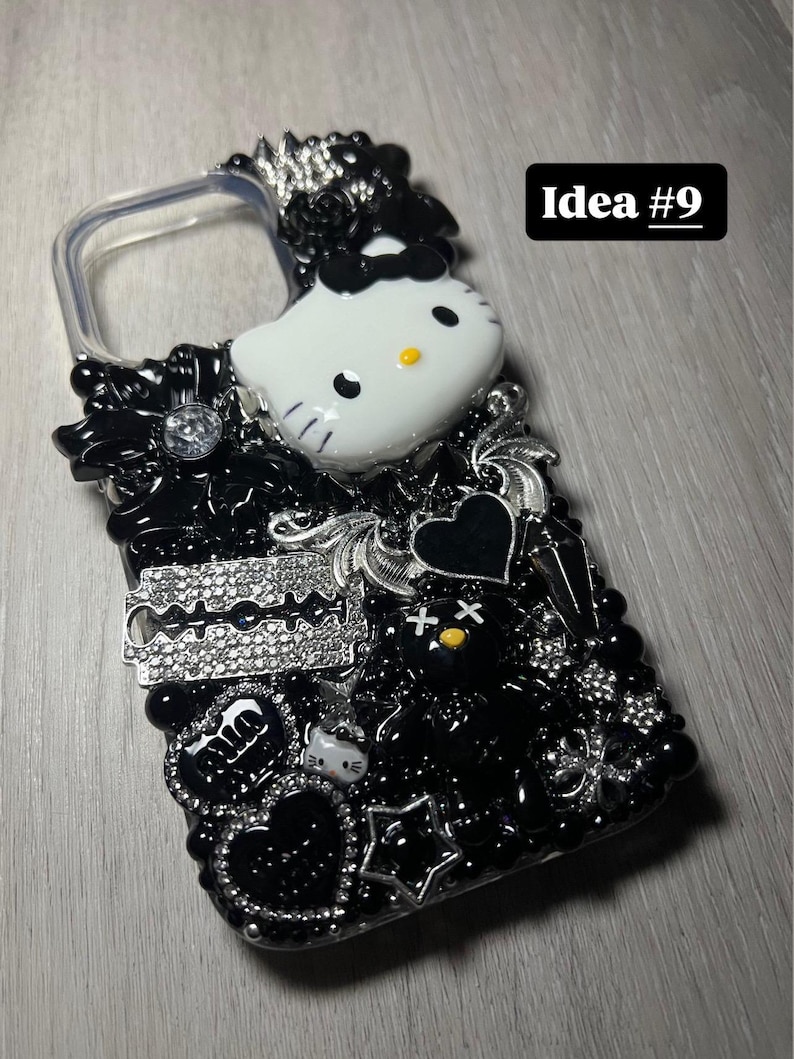 Handmade Bedazzled Y2K Custom Junk Phone Case: Hello Kitty Decoden Bling image 14