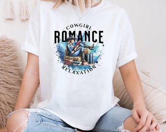 T-shirt cowgirl livresque, T-shirt lecteur romanesque, Chemise pour club lecture, Cowgirl T-shirt, Cadeau libraire, Romance book club shirt