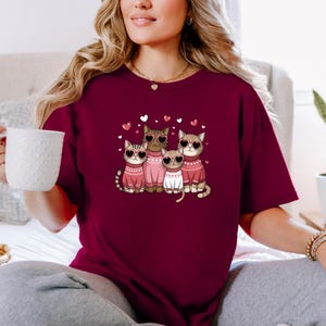 Valentine's Day T-shirt for Cat Lovers, Gift for Cat Lovers, cute Valentine cats sweater, Cat Mom shirt, Valentine cat shirt