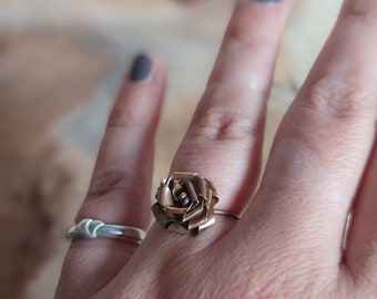 Unique Handmade Ring With Rose Copper - Flower Ring, Handmade Unic Ring With Rosé In Coper, Flower Ring, Bohemian Jewelry 6408