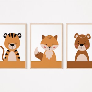 3er Set Tierposter, Waldposter, Baby Animal Print, Unisex Kinderzimmer Dekor, Safari Tiere Drucke, Dschungel Kinderzimmer Poster
