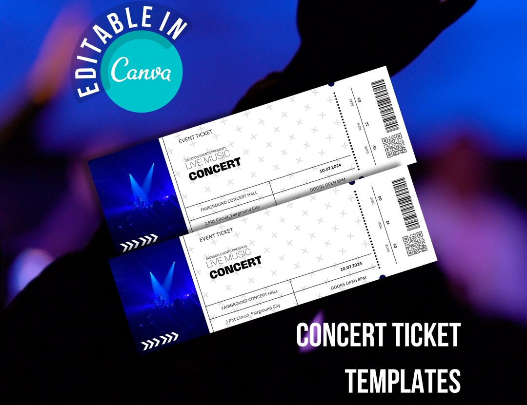 Editable Concert Ticket Template, DIY Event Ticket, Custom Concert