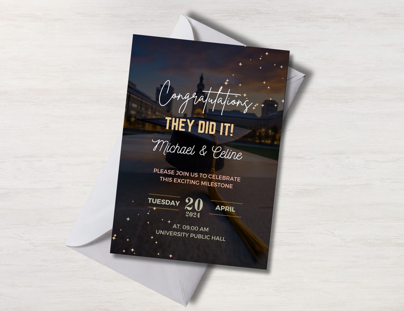 Editable and Printable Multiple Graduates Graduation Invitation, Graduation Invitation for Two