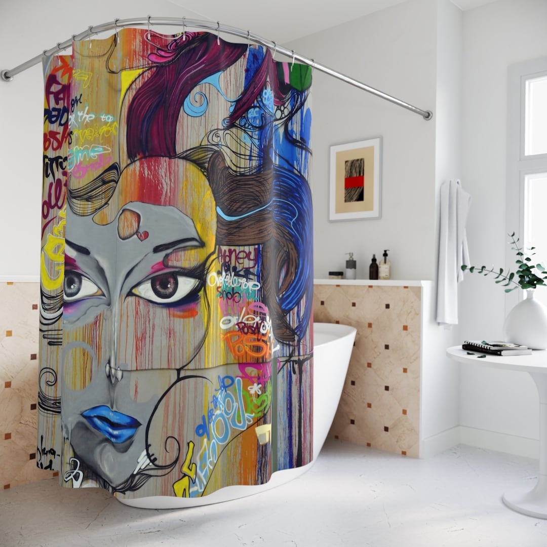 Raised On Hip Hop Shower Curtain Graffiti Art Style LT05 main image 1