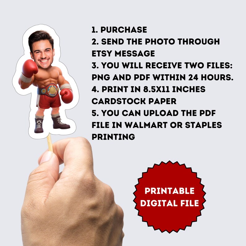 Boxer Cupcake Topper Digital Download – Made to Order in 24 Hours - Etsy