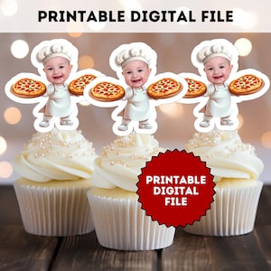 Topper per cupcake a forma di pizza personalizzata: decorazioni per compleanni all'italiana (download digitale)