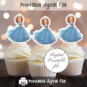 Cinderella Party Favors | Cupcake Face Toppers | Fairytale Princess Themed | Glass Slippers