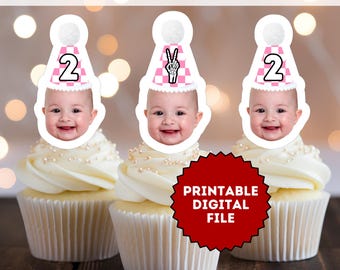 Bad Two the Bone Birthday Party Favor Cupcake Face Topper Halloween Birthday Decoration