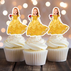 Bomboniere a tema principessa Belle / Decorazioni per cupcake / Rosa incantata a tema principessa