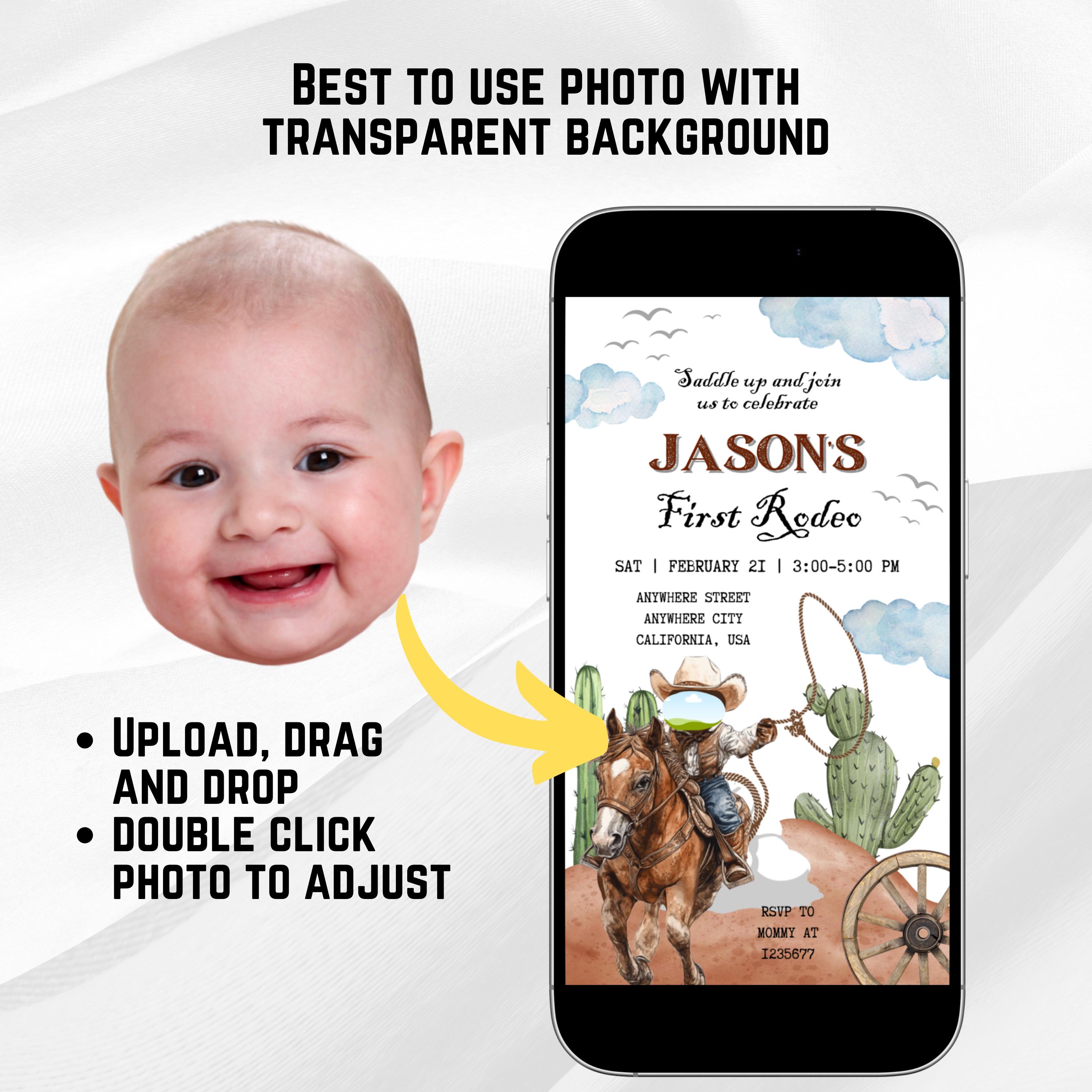 First Rodeo Birthday Invitation: Animated Photo Video (canva Digital ...