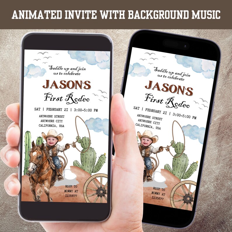 First Rodeo Birthday Invitation: Animated Photo Video (canva Digital ...