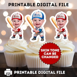 Rookie of the Year Party Geschenk Baseball Geburtstag Bday Dekoration Cupcake Gesicht Topper– Produktion auf Bestellung innerhalb von 24 Stunden