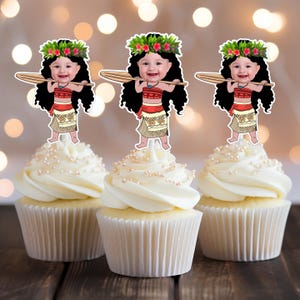 Moana party favors cupcake topper custom face cake party supplies birthday decoration