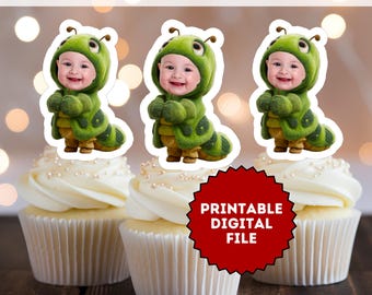 Hungry Caterpillar 1st Birthday Cupcake Toppers: Personalized Digital Download