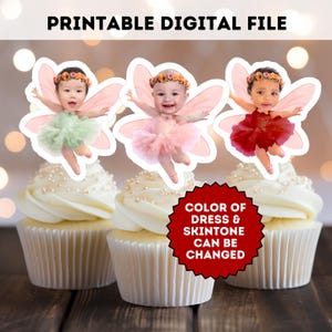 Fairy First birthday party favor custom face topper personalized cake birthday decoration bday decor cupcake design