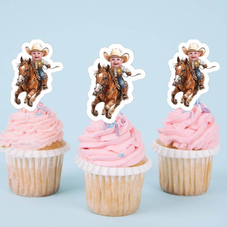 First Rodeo Birthday Cupcake Toppers: Custom Cowboy Party Decor ...
