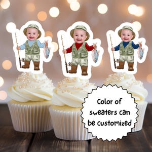 Ofishally, una bomboniera personalizzata a forma di volto di pesca, decorazione per torta di compleanno, design per cupcake.