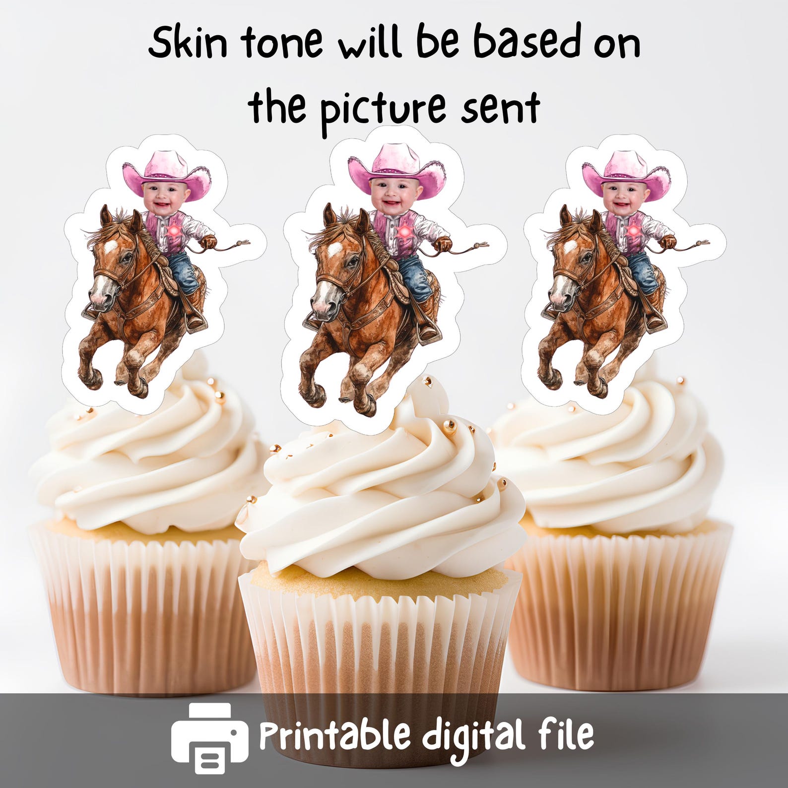 First Rodeo Birthday Cupcake Toppers: Custom Cowgirl Party Decor ...