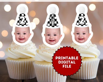 Bad Two the Bone Birthday Party Favor Cupcake Face Topper Halloween Birthday Decoration