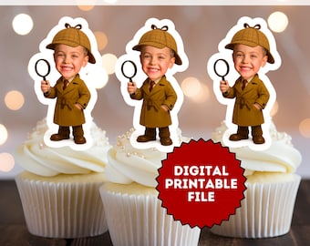 Detective Birthday Party Cupcake Toppers: Custom Spy Theme (PDF Download)