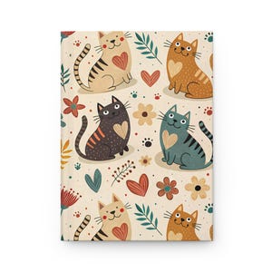 Carnet cartonné chat fantaisiste, carnet de notes chat mignon, cadeau pour les amoureux des chats, journal d'écriture, papeterie pour les amoureux des animaux de compagnie, journal intime créatif